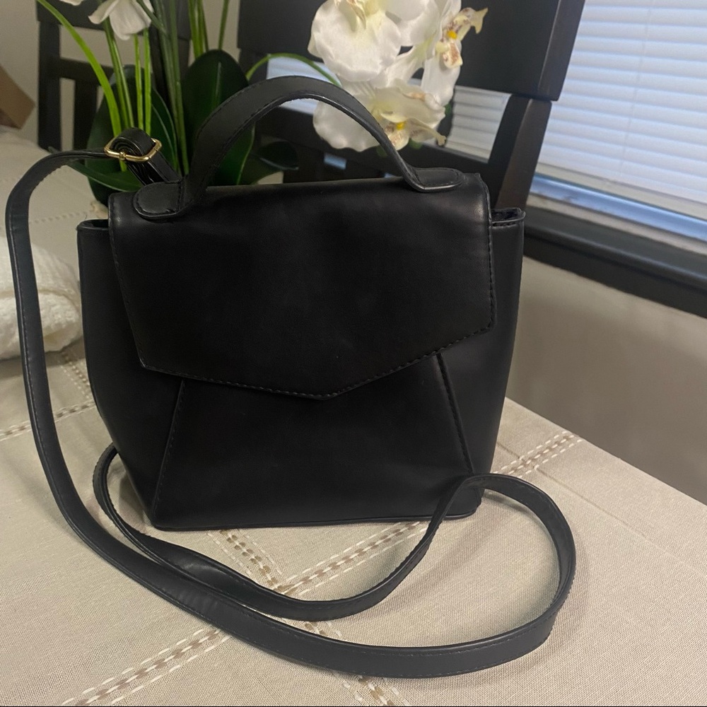 Mini Black Leather Backpack
